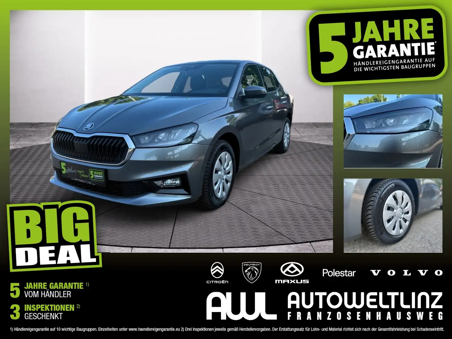 Skoda Fabia 1.0 TSI Selection LED+SHZ+LM+PDC+ParkAss Grau - 1