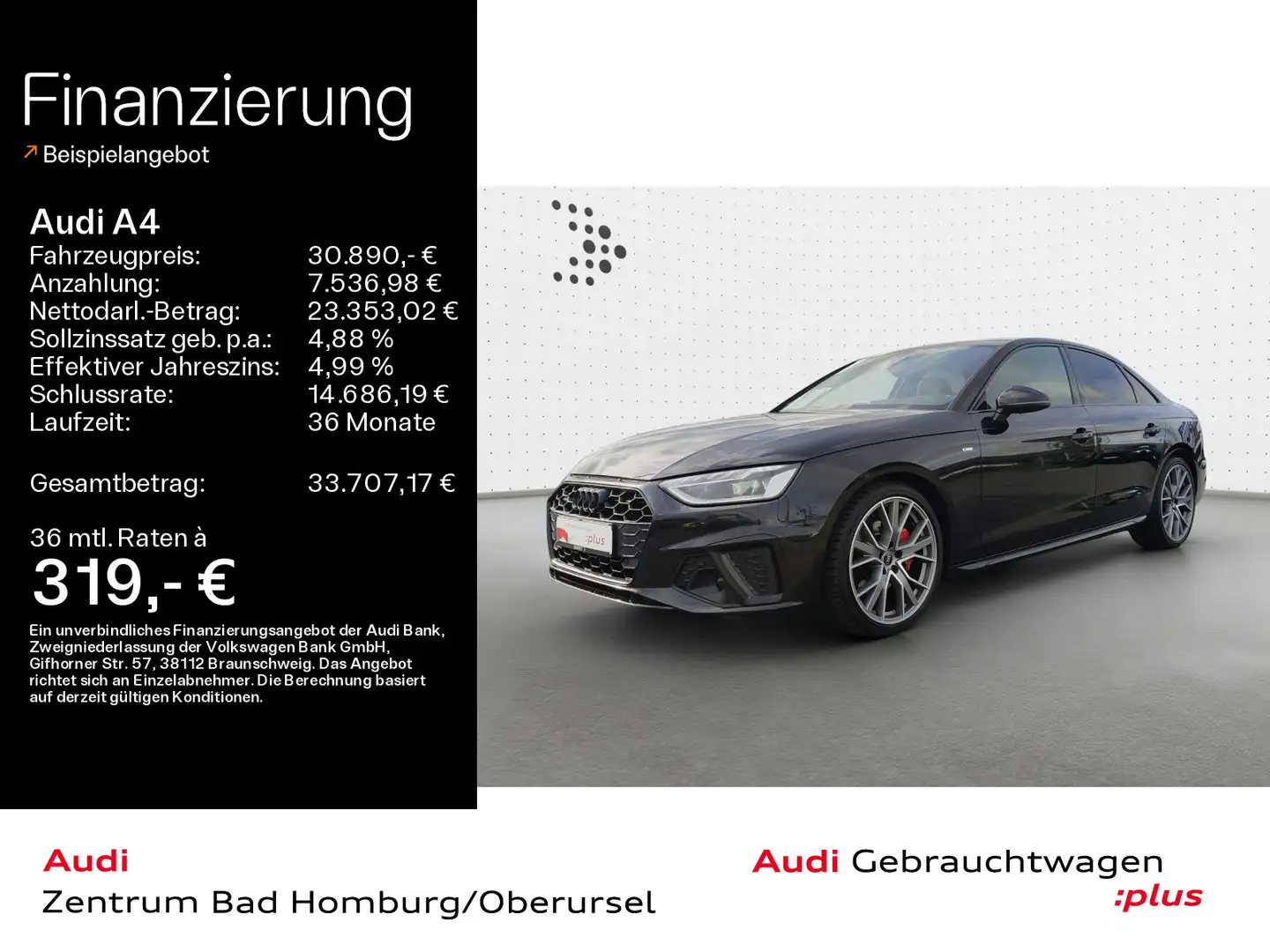 Audi A4 Lim 2.0 TDI competition plus S line*Navi*LED* Noir - 1