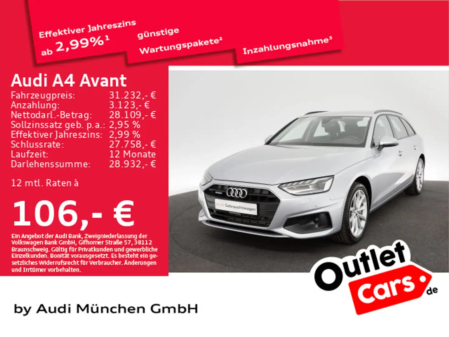 Audi A4 45 TFSI qu. S tronic Virtual+/AHK/Navi+ Silber - 1