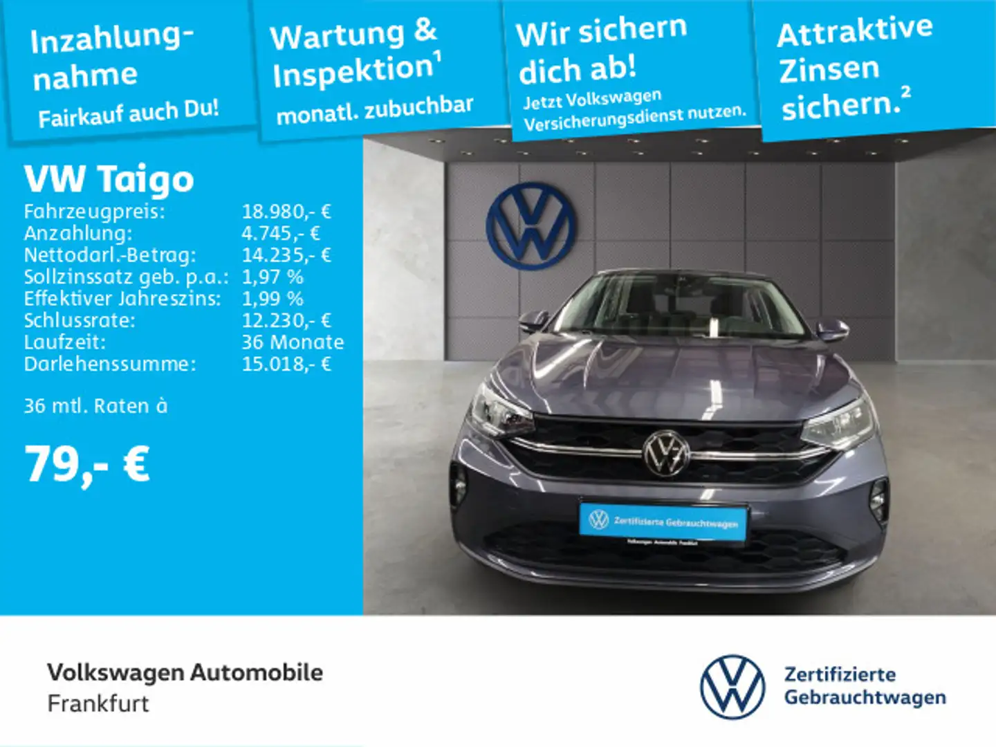 Volkswagen Taigo 1.0 TSI FrontAssist LED DAB+ Grau - 2