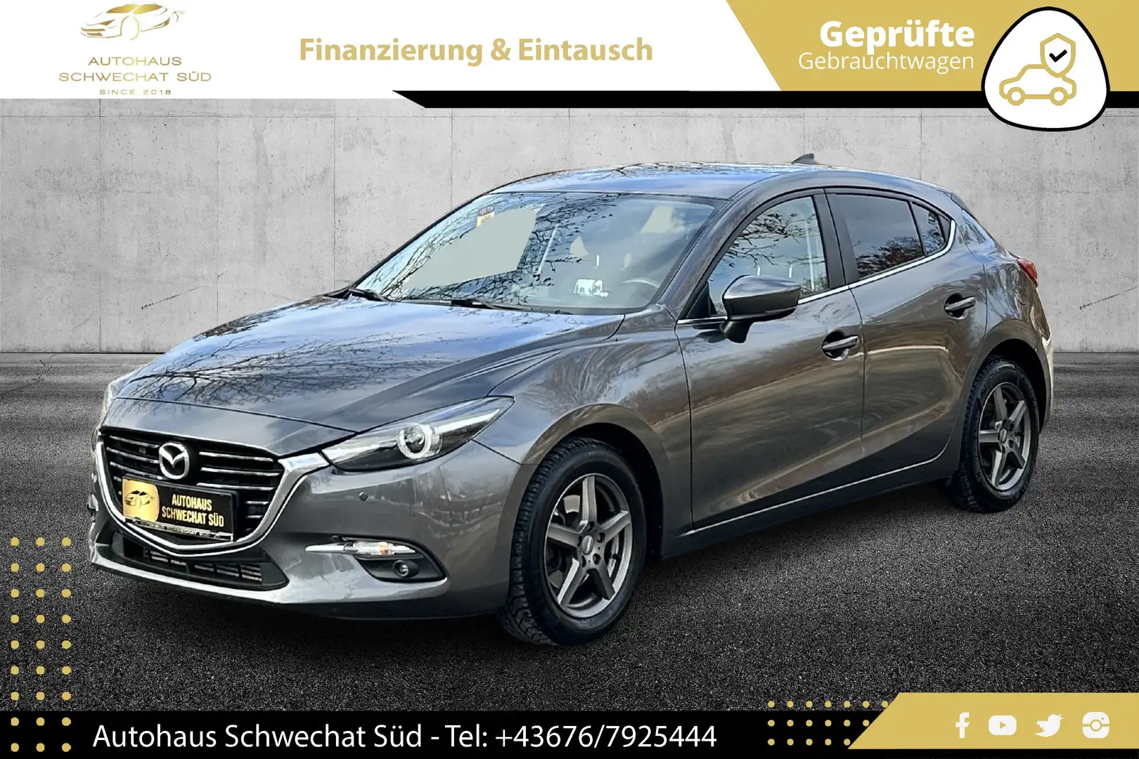 Mazda 3 3 Sport CD150 Revolution Aut.// NAVI // HEAD-UP// Grau - 1