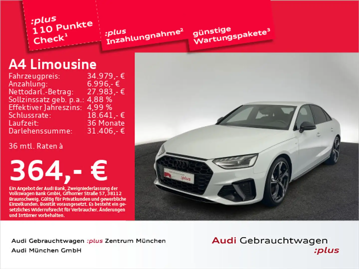 Audi A4 40 TDI S tronic S line competition Weiß - 1