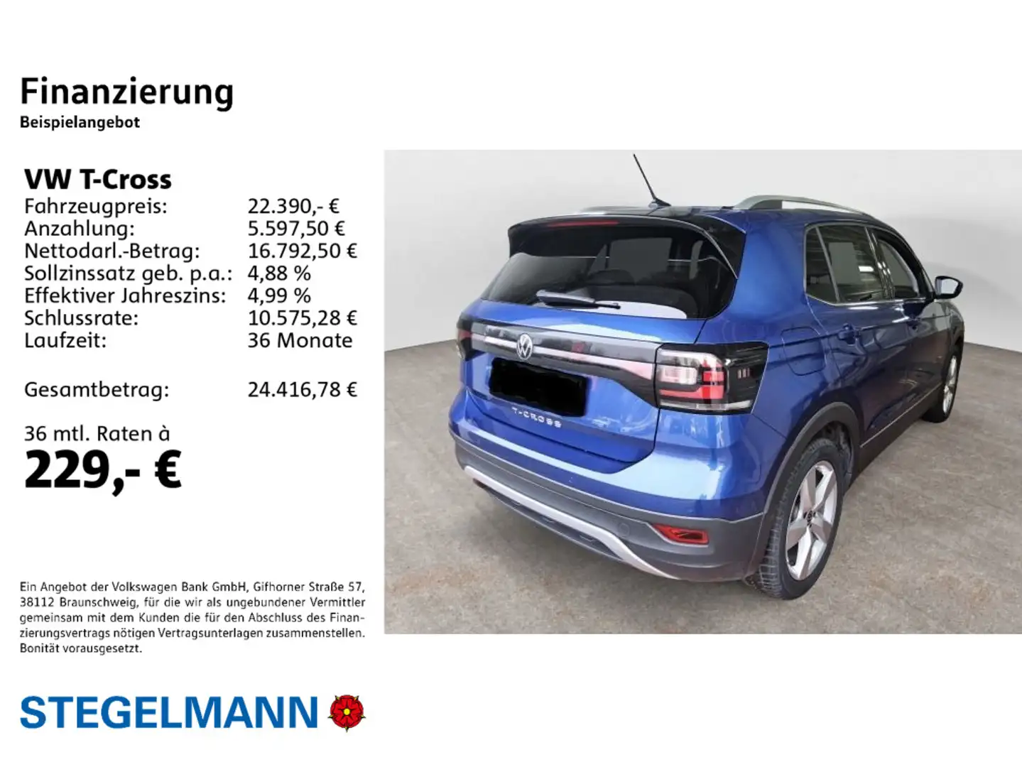 Volkswagen T-Cross 1.5 TSI DSG Style *LED*Navi*Sitzheizung* Blau - 2
