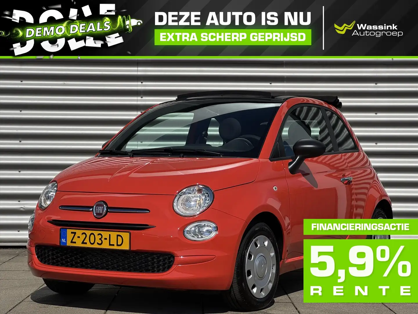 Fiat 500C Cabriolet I DEMO DEAL I Hybrid I Urban | Airco | B Oranje - 1