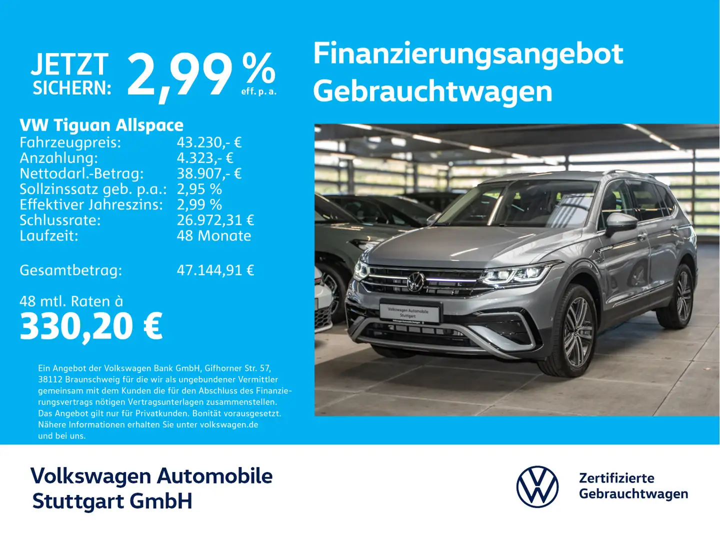 Volkswagen Tiguan Allspace Elegance 2.0 TDI DSG 7-Sitze Silber - 1