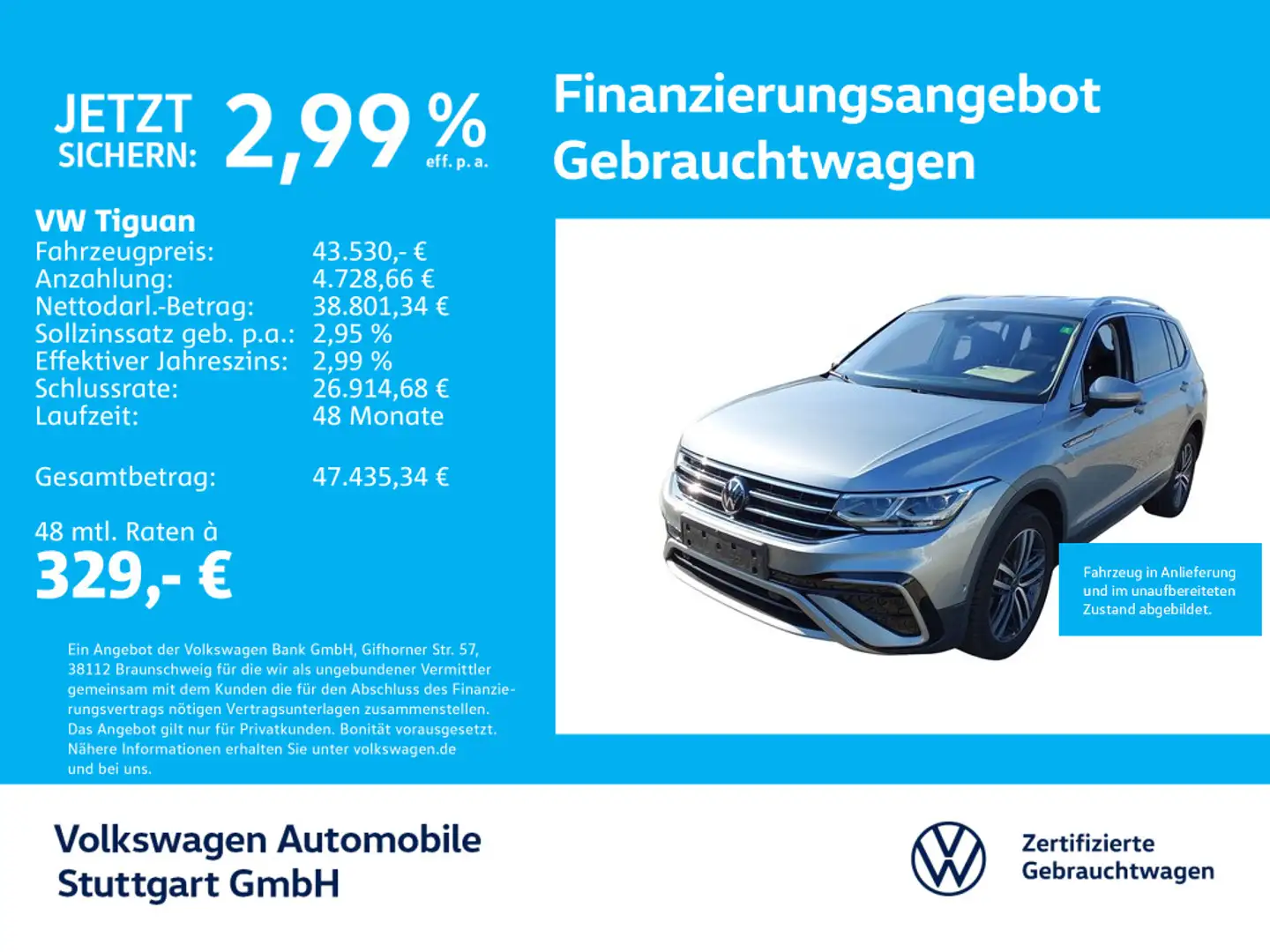 Volkswagen Tiguan Elegance 2.0 TDI DSG Navi AHK Kamera Silber - 1