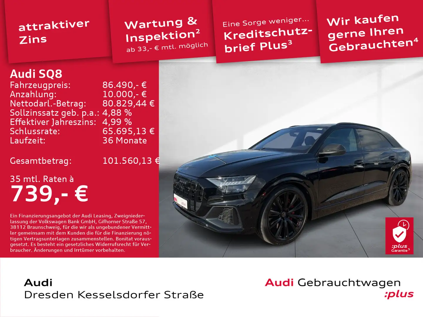 Audi SQ8 4.0 TFSI Q. AHZV Standhzg. Pano Matrix Navi Schwarz - 1