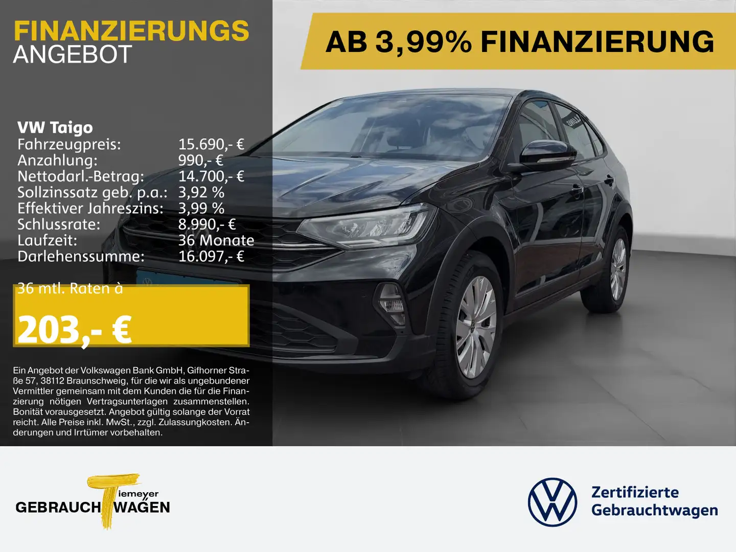 Volkswagen Taigo 1.0 TSI LED SITZHZ PDC ALLWETTER-REIFEN Schwarz - 1