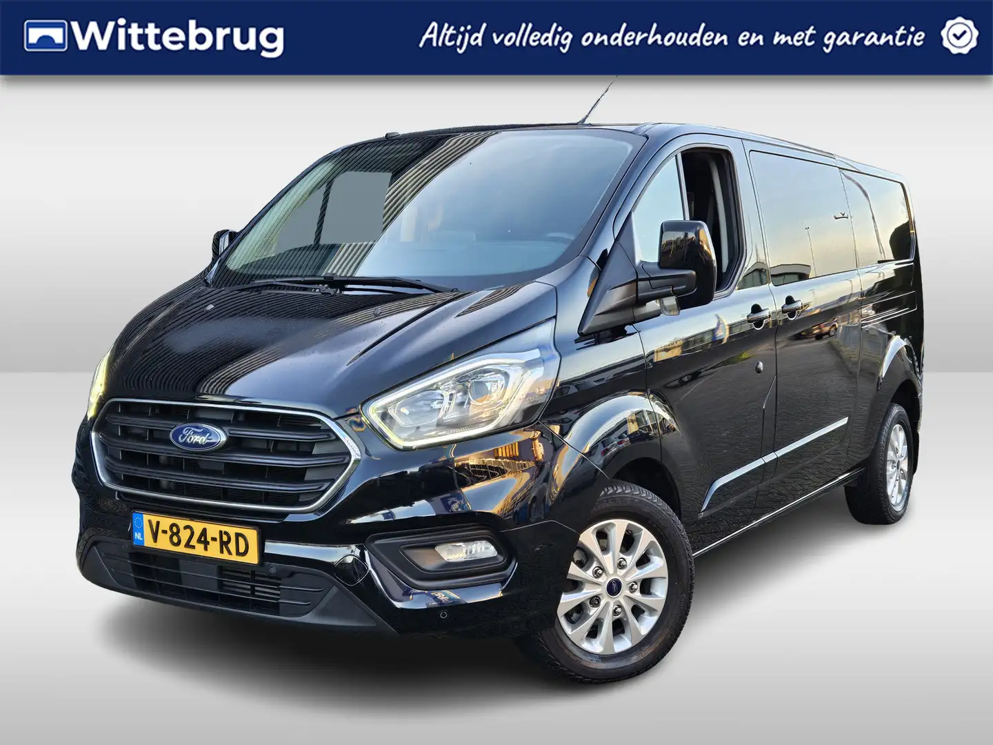 Ford Transit Custom 300 2.0 TDCI 170pk L2H1 Limited DC Automaat | Dubb Zwart - 1