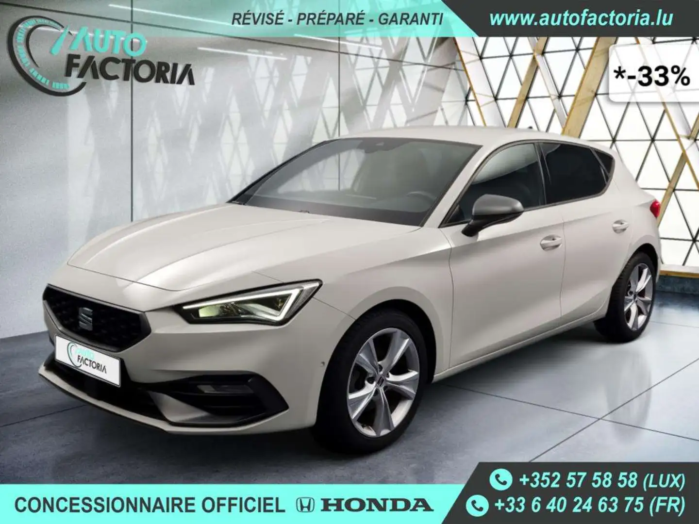 SEAT Leon -33% 1.5 TSI 150 BVA FR+GPS+CAM+PARK ASSIST+Opts Beige - 1