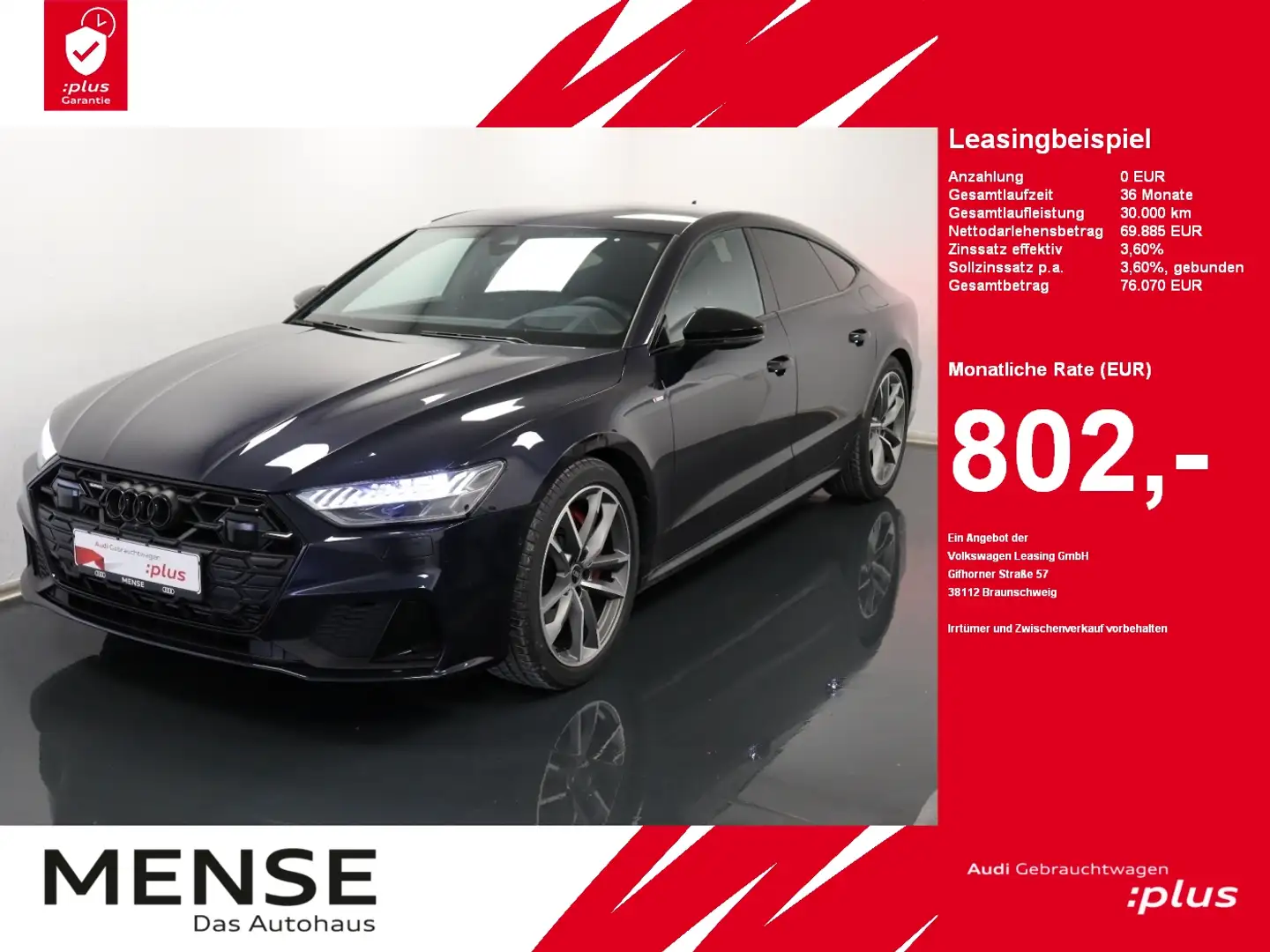 Audi A7 Sportback 55 TFSI e quattro S tronic S line Blau - 1