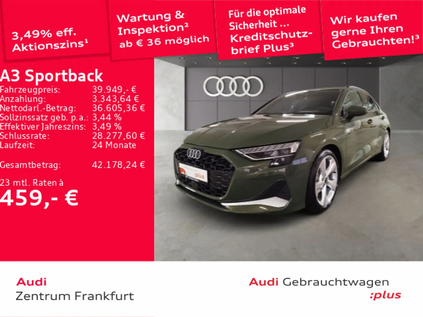 Audi A3 35 TDI advanced S tronic LED Navi Grün - 1