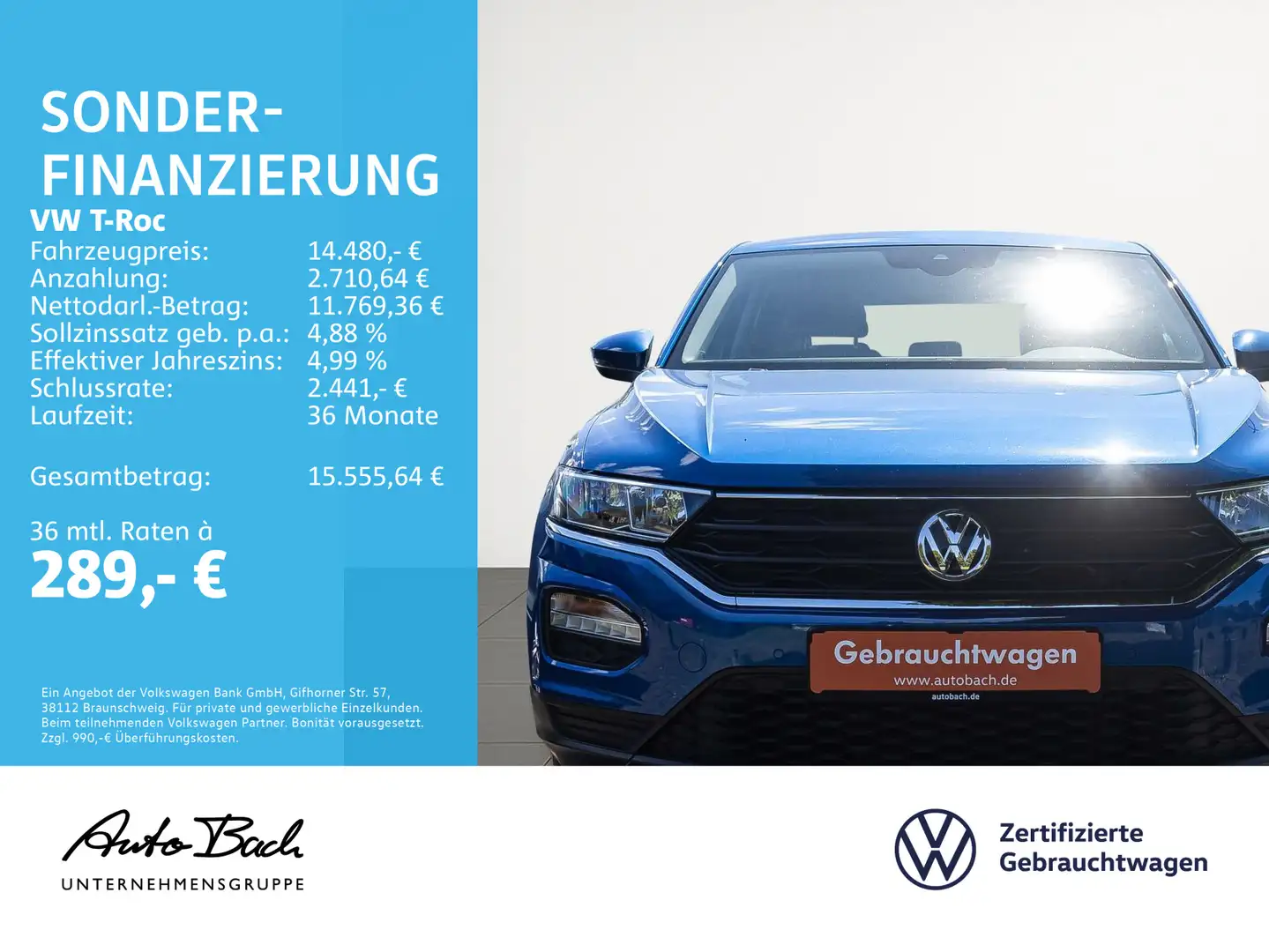 Volkswagen T-Roc T-ROC 1.0 TFSI EPH AHK Sitzhzg Blauw - 2