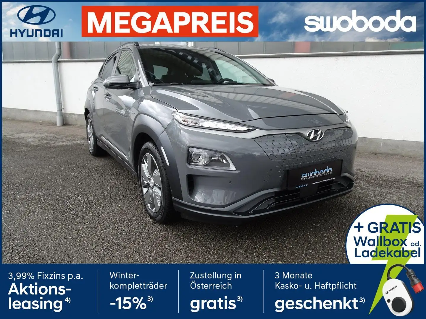 Hyundai KONA EV Level 6 64kwh Leasingfähig Grau - 1