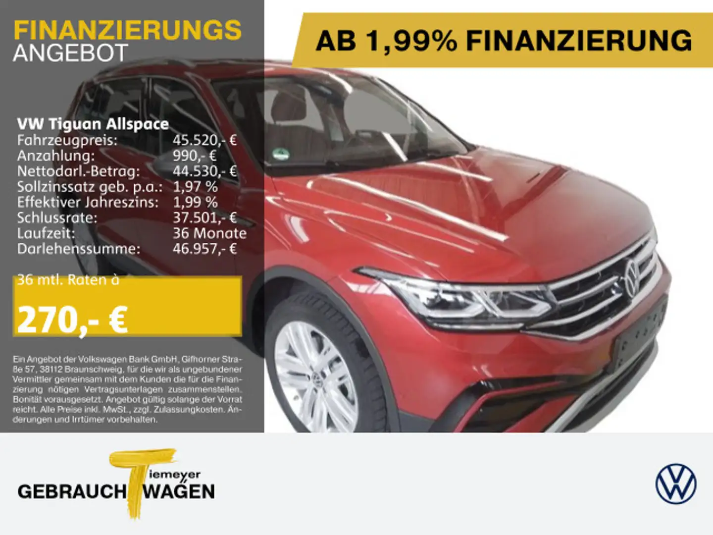 Volkswagen Tiguan Allspace 2.0 TDI DSG 4M ELEGANCE 7-SITZE Rot - 1