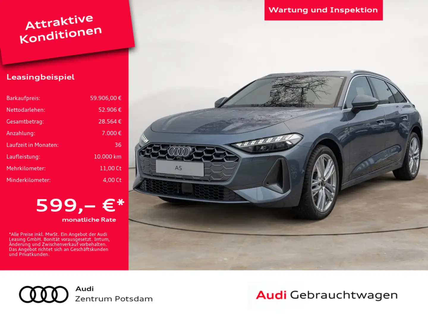 Audi A5 Avant TDI 150 kW S tronic NAVI AHK HUD B&O Blauw - 1