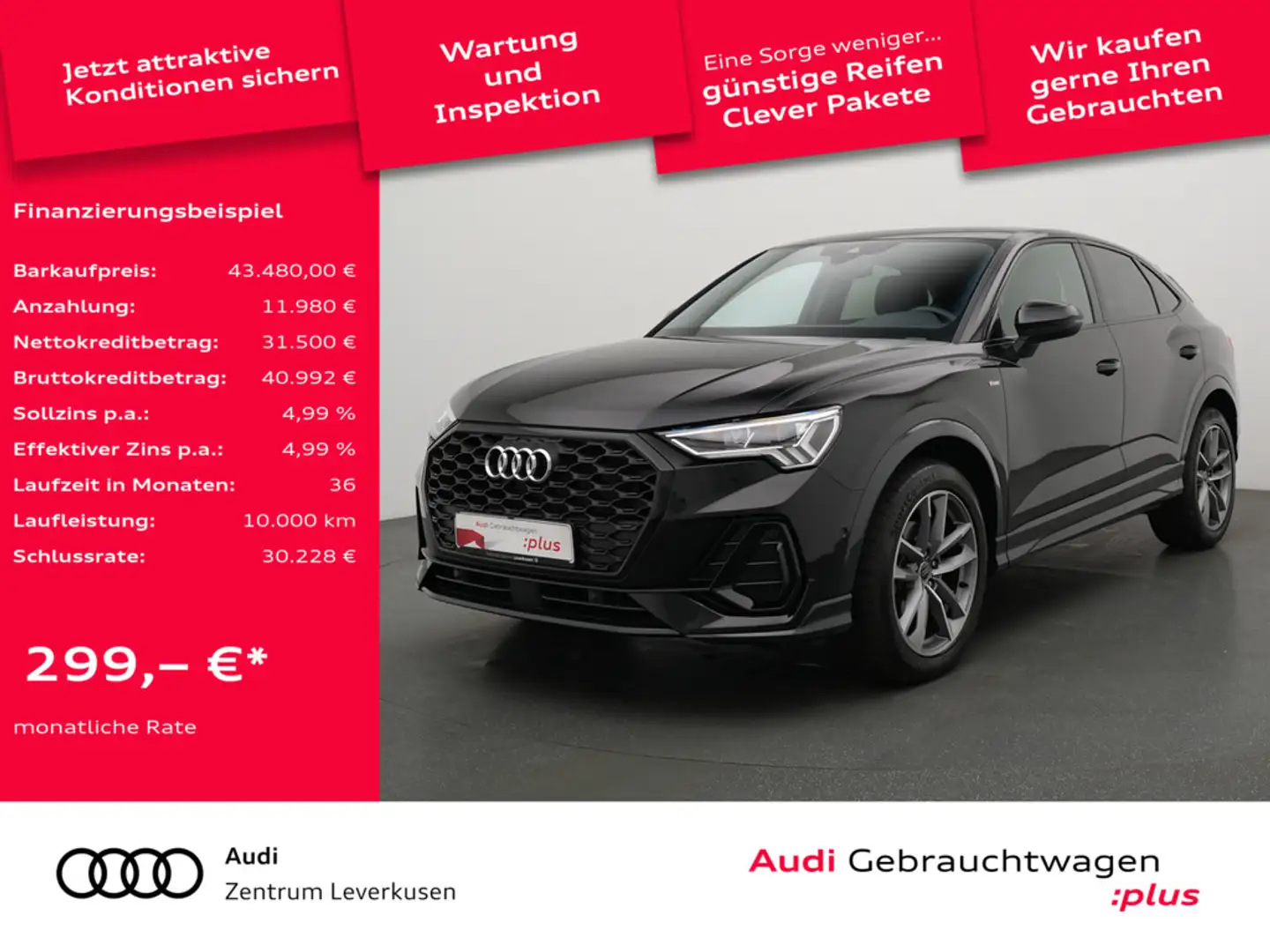 Audi Q3 Sportback S line S-TRON PANO AHK NAVI LEDE Schwarz - 1
