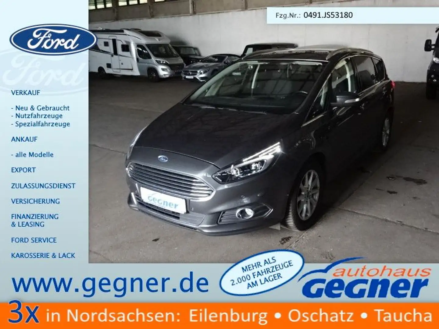 Ford S-Max 2.0 TDCi Aut. Titanium LED AHK Gris - 1