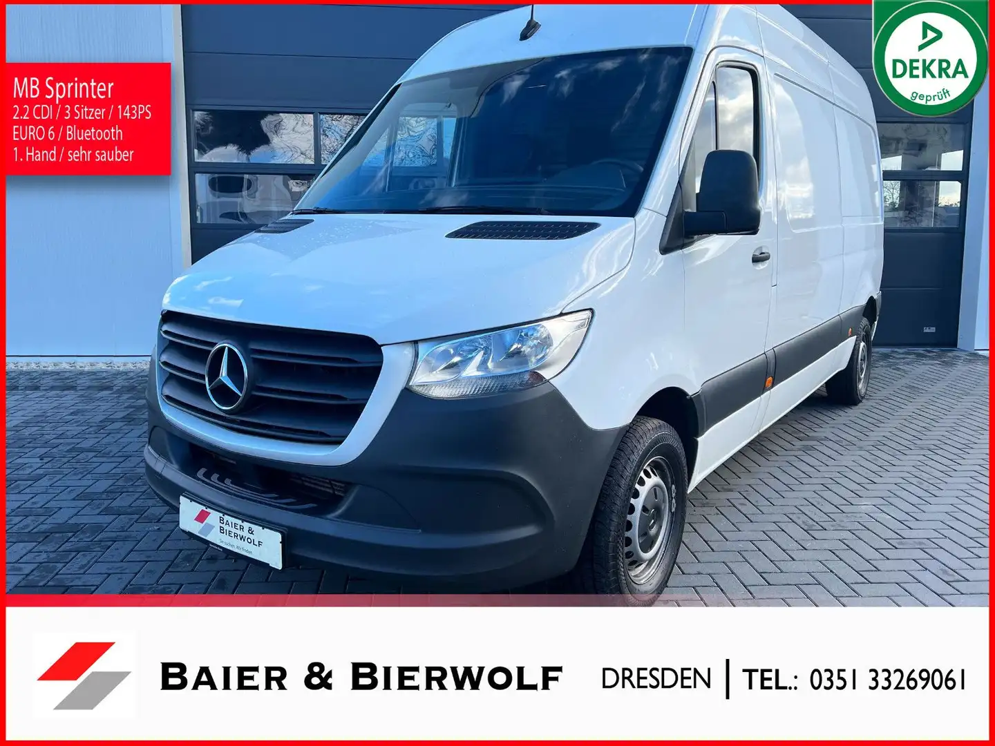Mercedes-Benz Sprinter III Kasten 214 CDI FWD H2 L2 Klima 1. H Weiß - 1