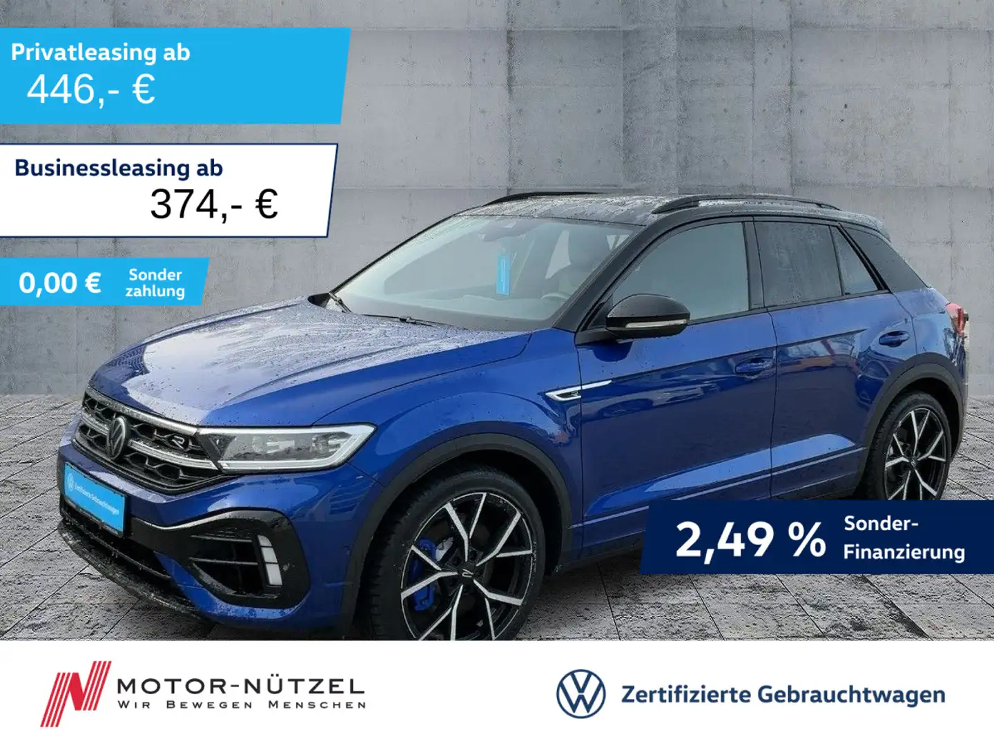 Volkswagen T-Roc R 2.0 TSI 4M 5JG+LEDER+MATRIX+NAV+AHK+PANO Blau - 1