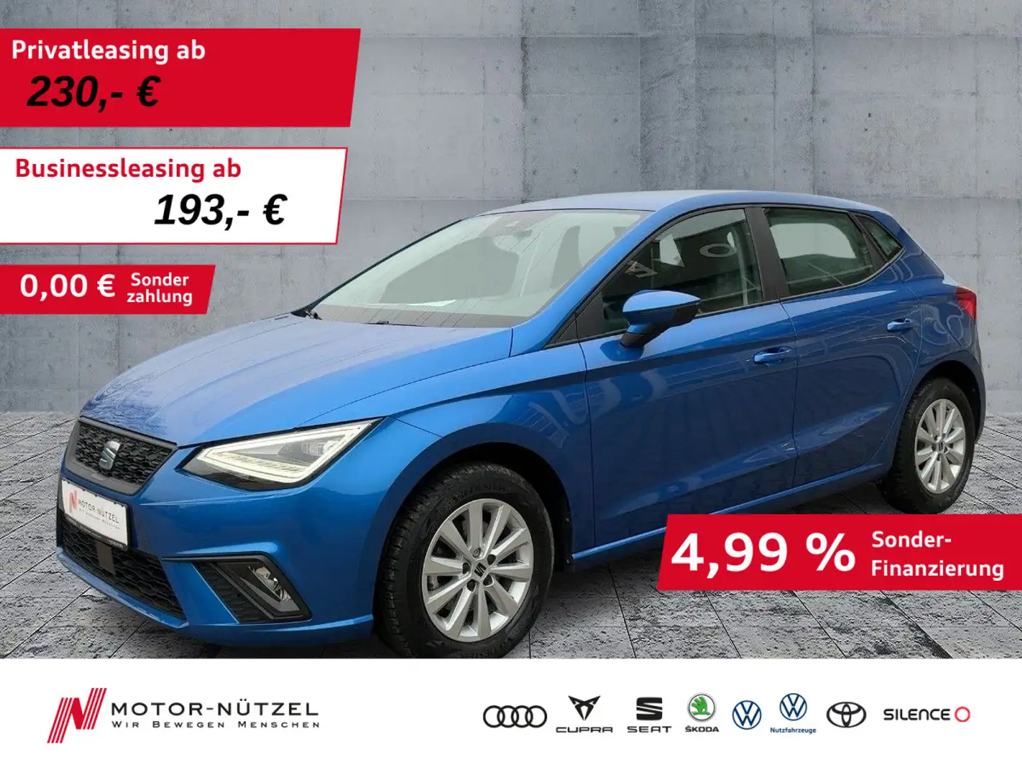 SEAT Ibiza 1.0 TSI STYLE LED+NAVI+APP+GRA+SHZ+PDC+NSW Blau - 1