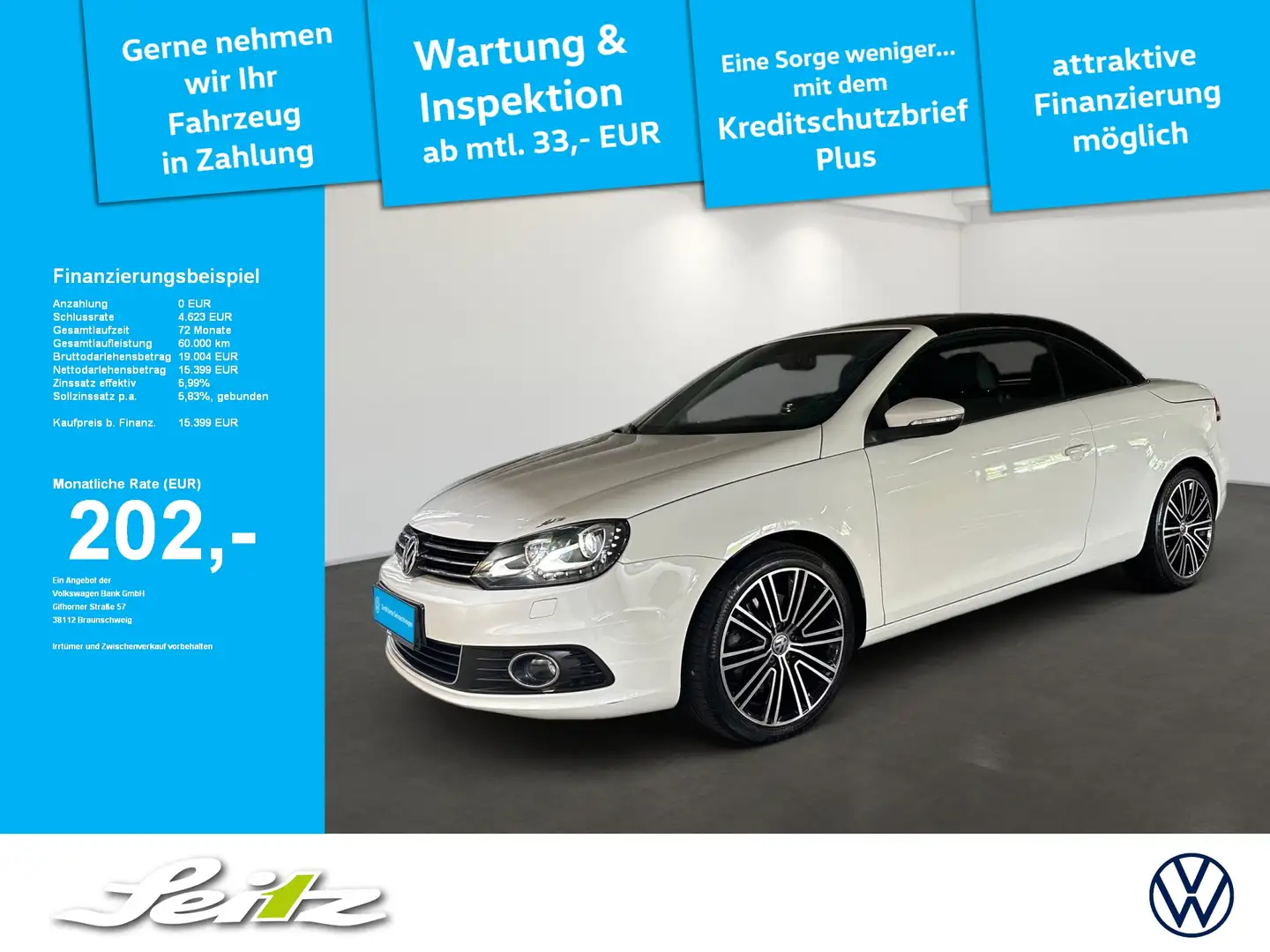 Volkswagen Eos 2.0 TSI Exclusive *PDC*SITZH*NAVI* Bianco - 1