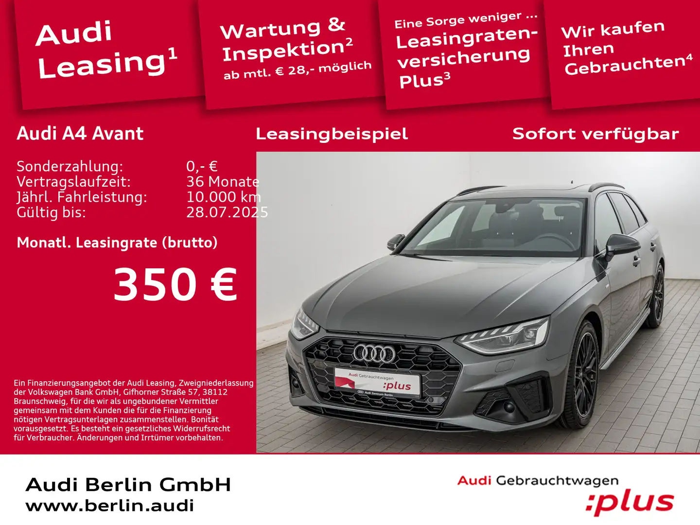 Audi A4 S line 35 TFSI S tr. PDC RFK LED NAVI Grau - 1
