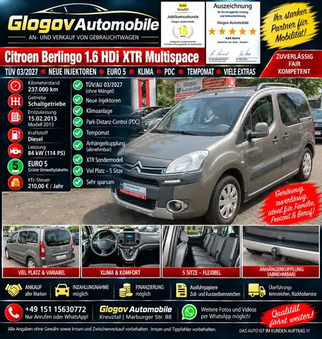 Citroen Berlingo 1.6 HDI XTR Multispace*TÜV 03/2027*NEU INJEKTOREN*EURO 5*KLIMA*PDC*TEMPOMAT