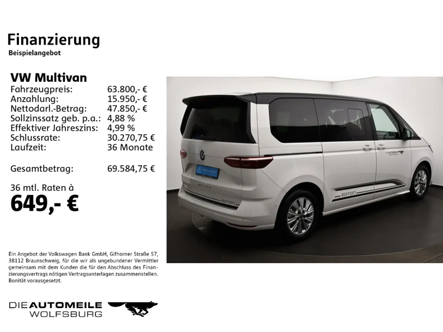 Volkswagen T7 Multivan T7 Multivan KÜ 2.0 TSI OPF DSG Edition - Komplet Weiß - 2