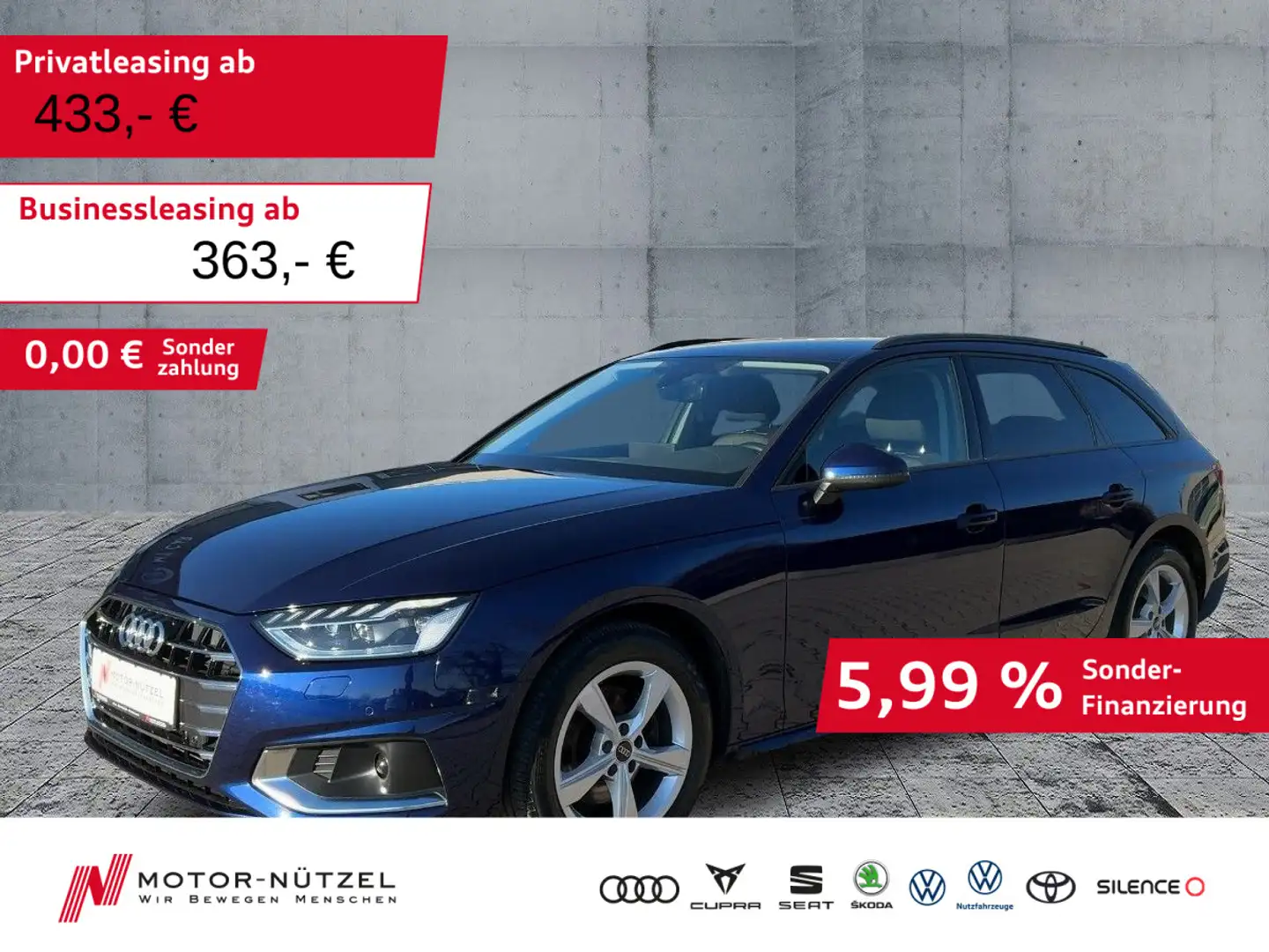 Audi A4 35 TDI S-TR 5JG+MATRIX+NAVI+AHK+STDHZG Blau - 1