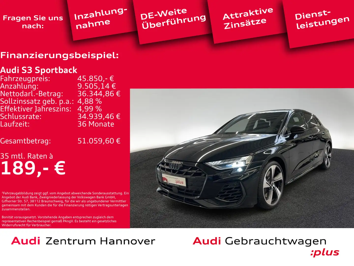 Audi S3 2.0 TFSI Kamera LED Navi Teilleder Schwarz - 1