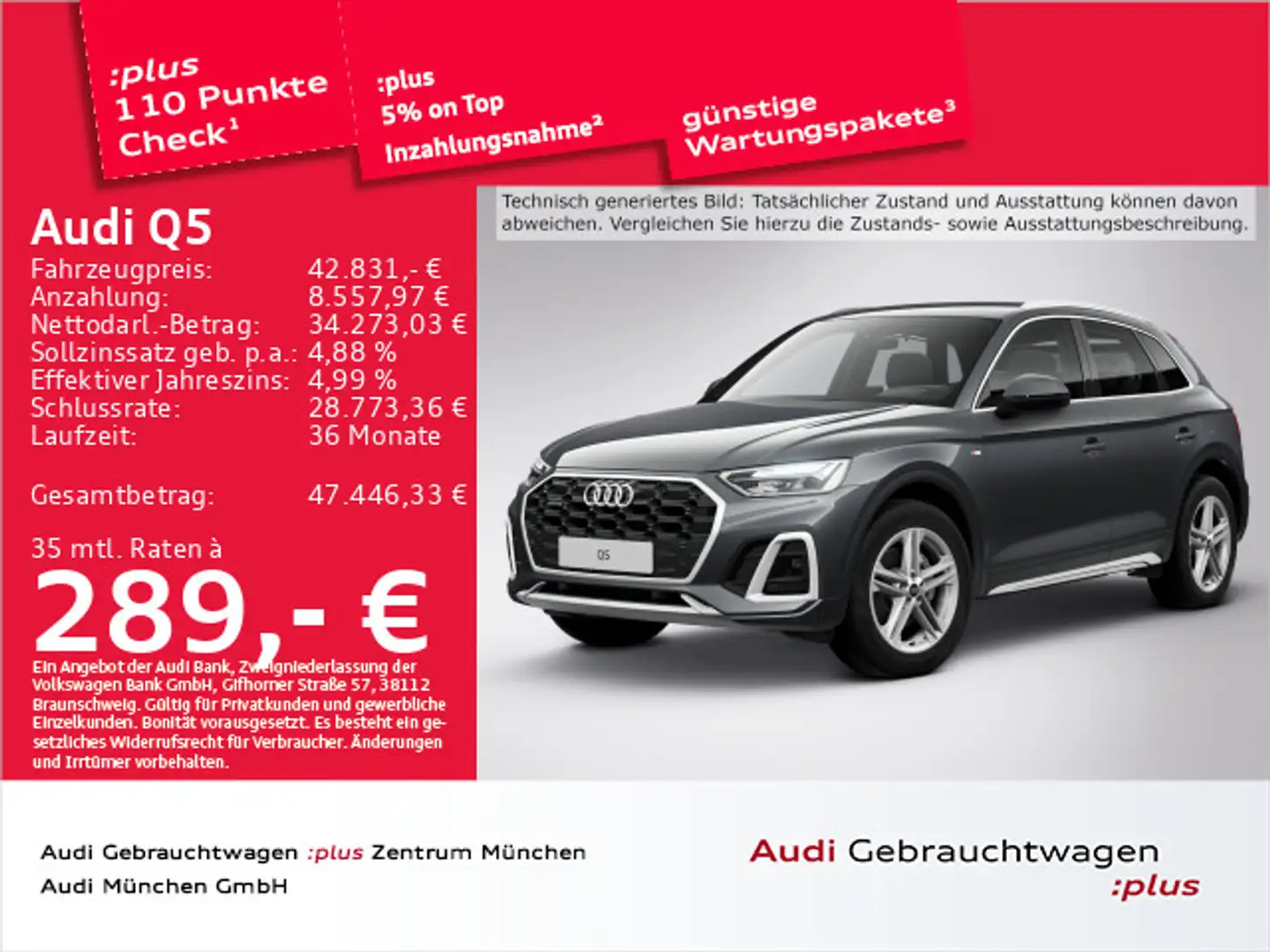 Audi Q5 40 TDI qu. S tronic 2x S line StdHzg/AHK/Navi Grau - 1
