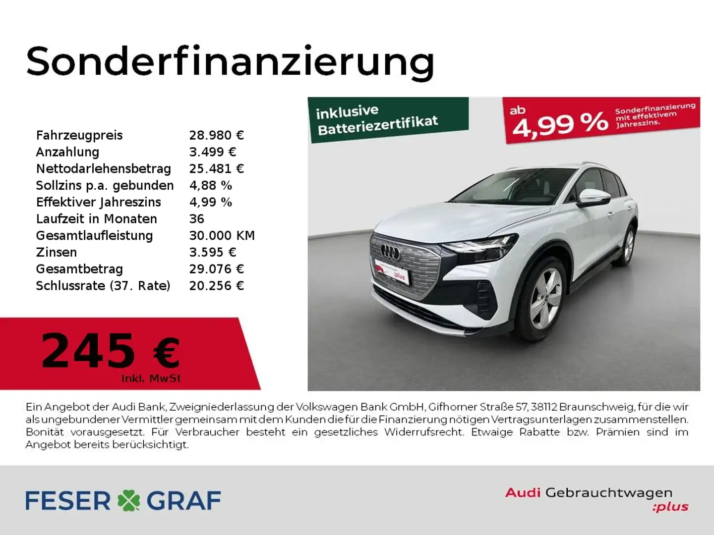 Audi Q4 e-tron 40 advanced Wärmepumpe 19" Weiß - 1
