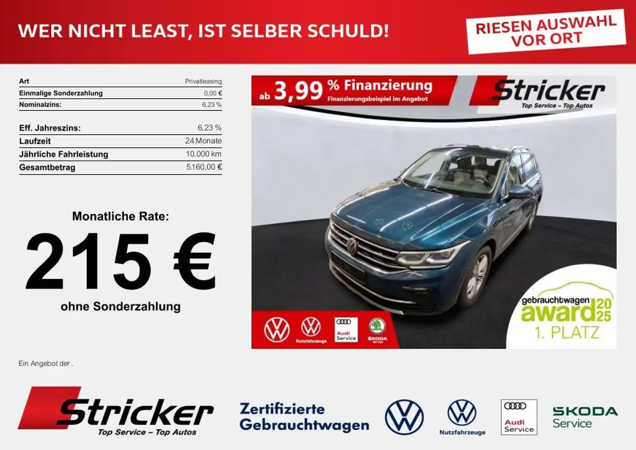 Volkswagen Tiguan Elegance 1.4TSI e-Hybrid 215,-ohne Anzahlung Pano