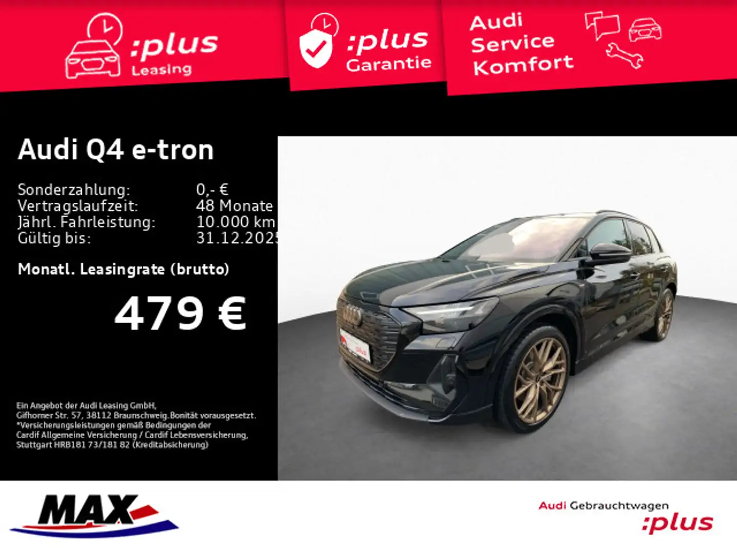 Audi Q4 e-tron 45 QUAT S LINE MATRIX+AHK+SONOS+AR HUD Schwarz - 1