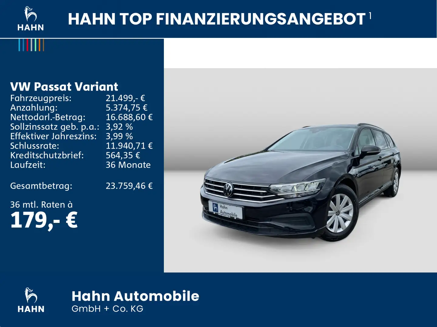 Volkswagen Passat Variant 2.0 TDI DSG Business AHK LED Navi Schwarz - 2