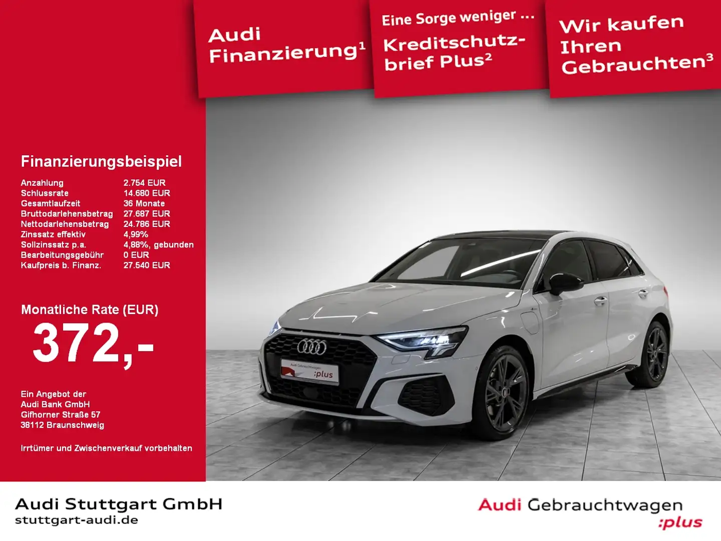 Audi A3 Sportback 40 TFSI e S line LED Pano virtCo B&O Weiß - 1