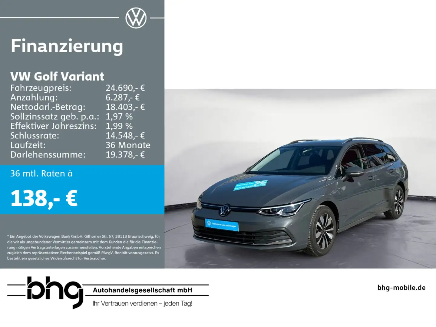 Volkswagen Golf Variant 1.0 TSI OPF Life Navi Kamera Klima Grau - 1