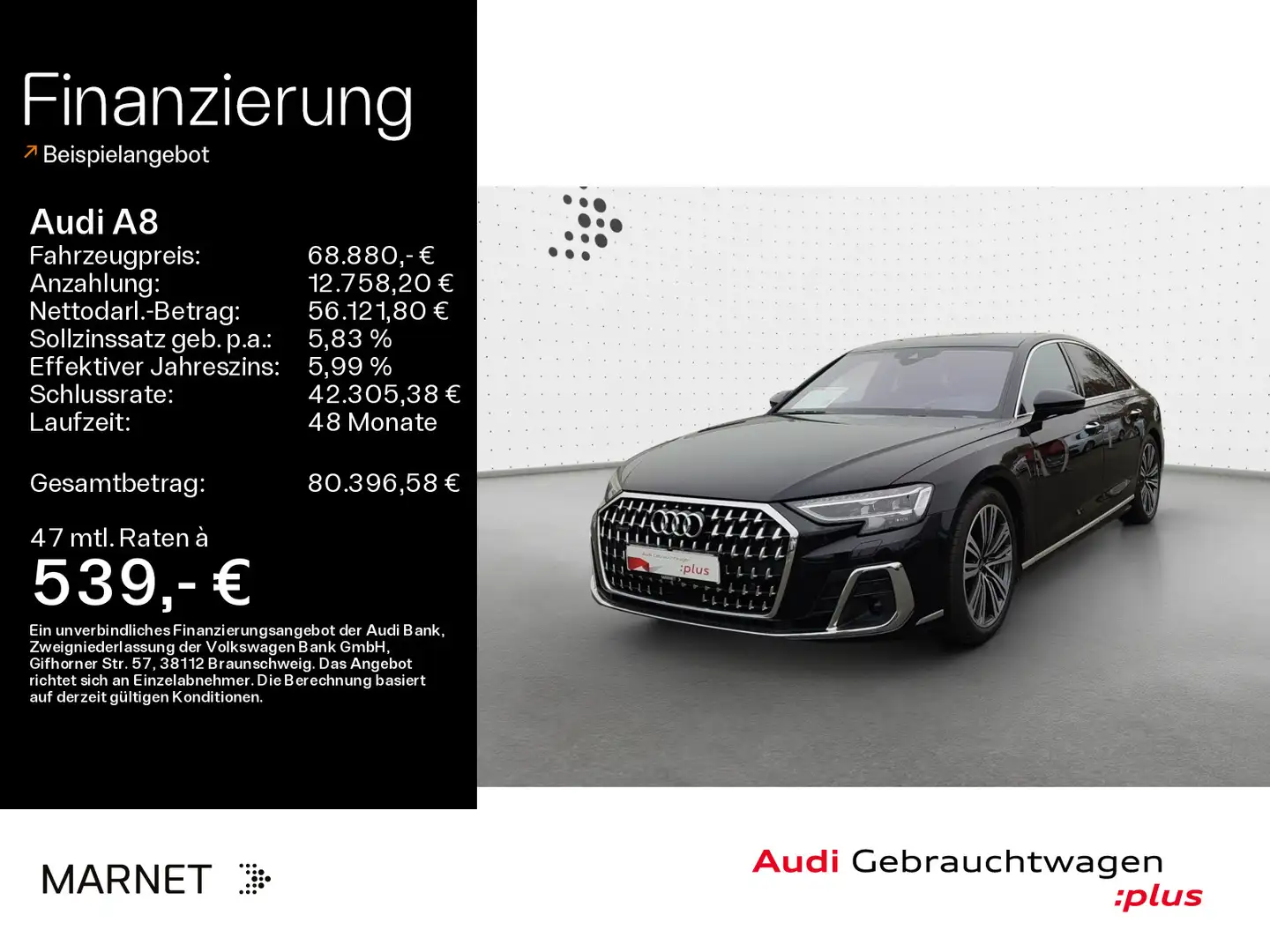 Audi A8 60 TFSI e quattro*Navi*Matrix*Alu*HUD*B&O*PDC Noir - 1