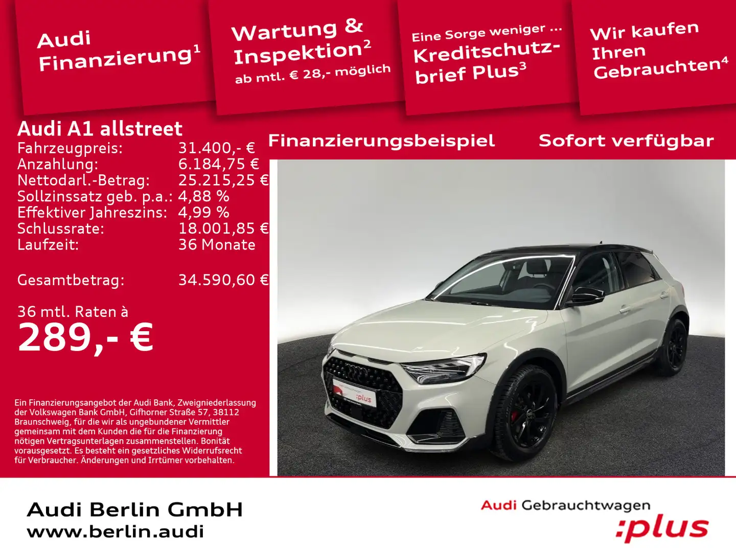 Audi A1 30 TFSI S tronic LED RFK NAVI Silber - 1