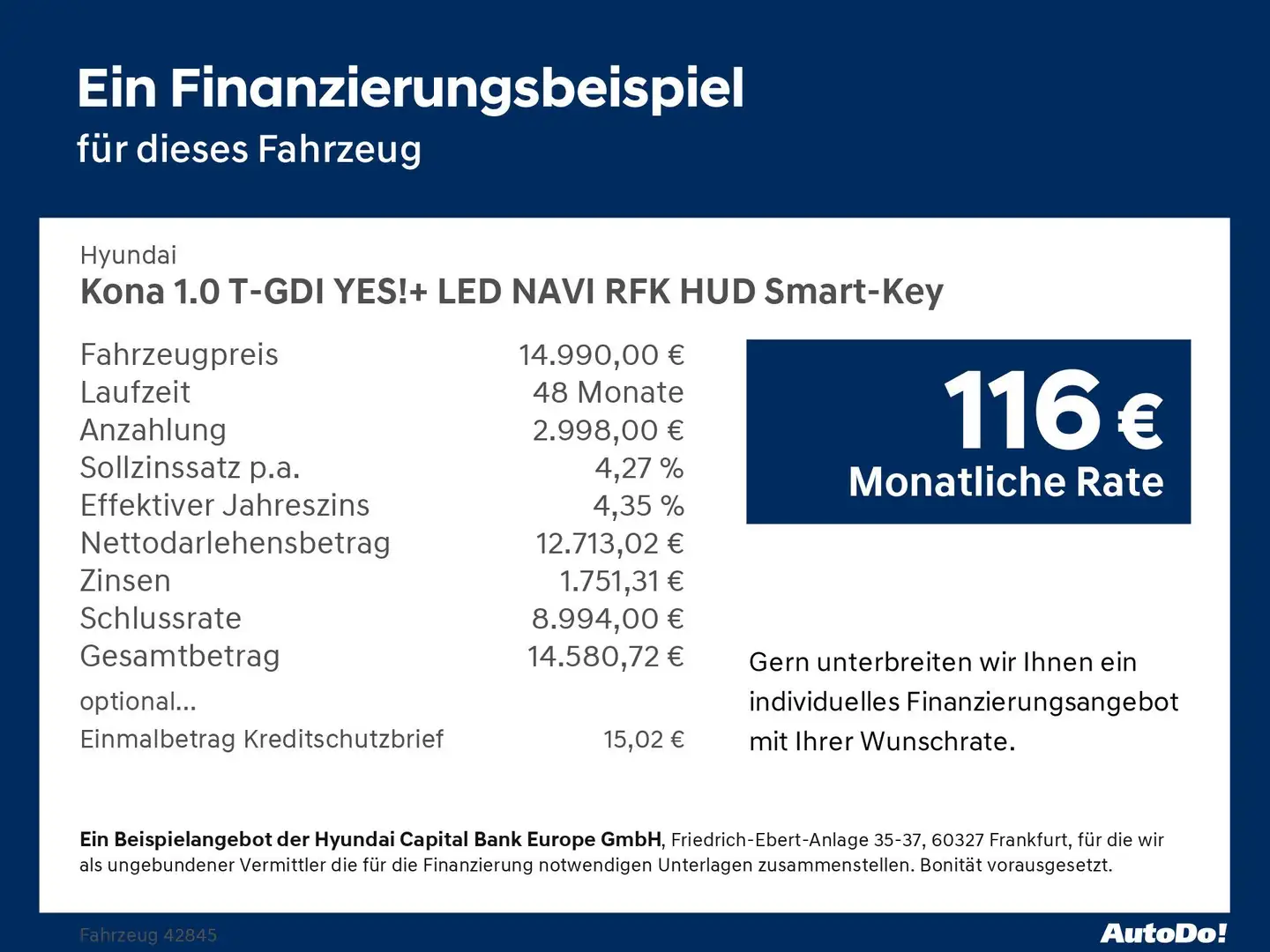 Hyundai KONA 1.0 T-GDI YES!+ LED NAVI RFK HUD Smart-Key Blanc - 2