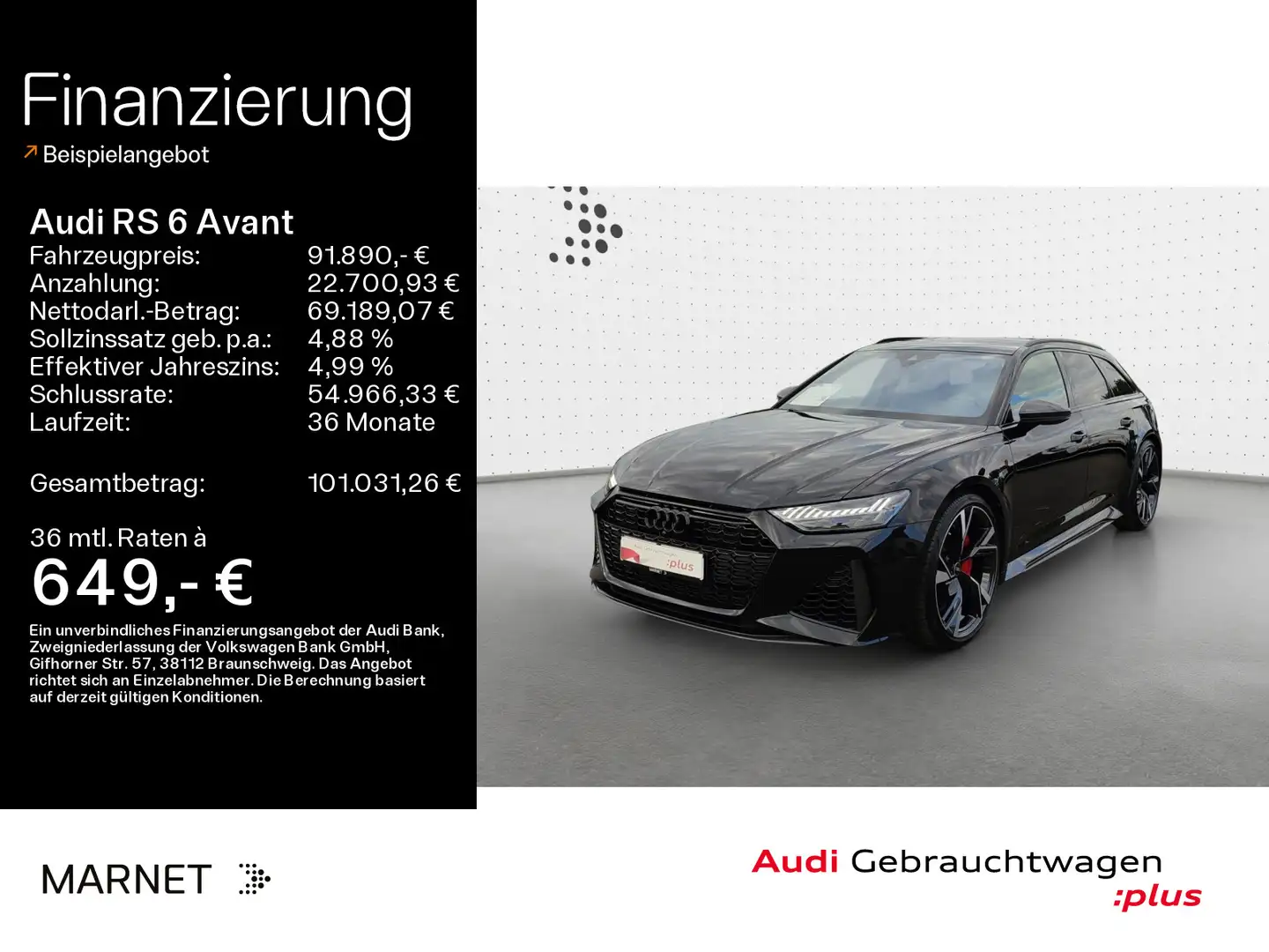 Audi RS6 quattro*Navi*Matrix*B&O*HUD*PDC*Pano* Noir - 1