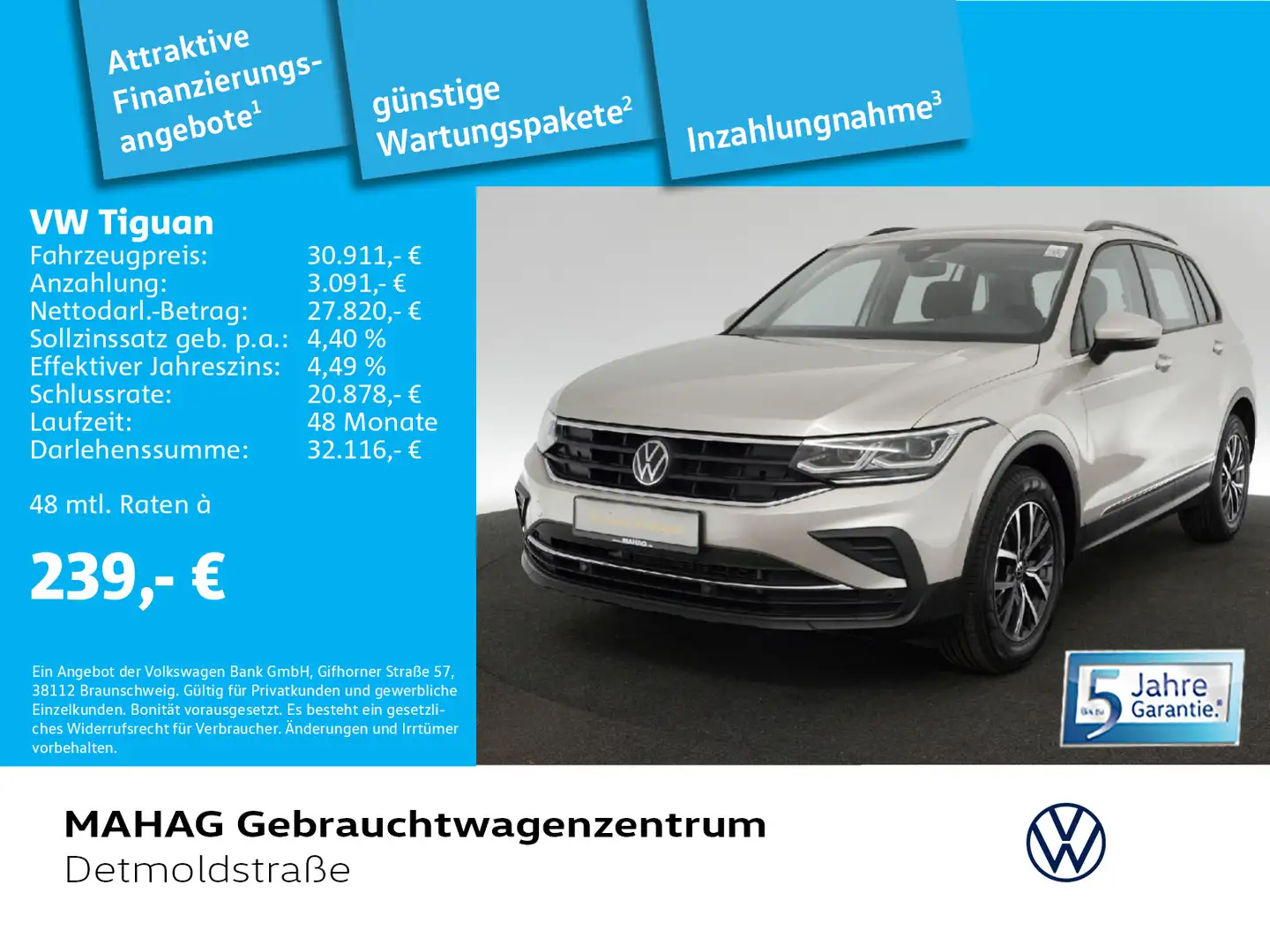 Volkswagen Tiguan 1.5 TSI LIFE Navi MatrixLED AHK DSG Silber - 1