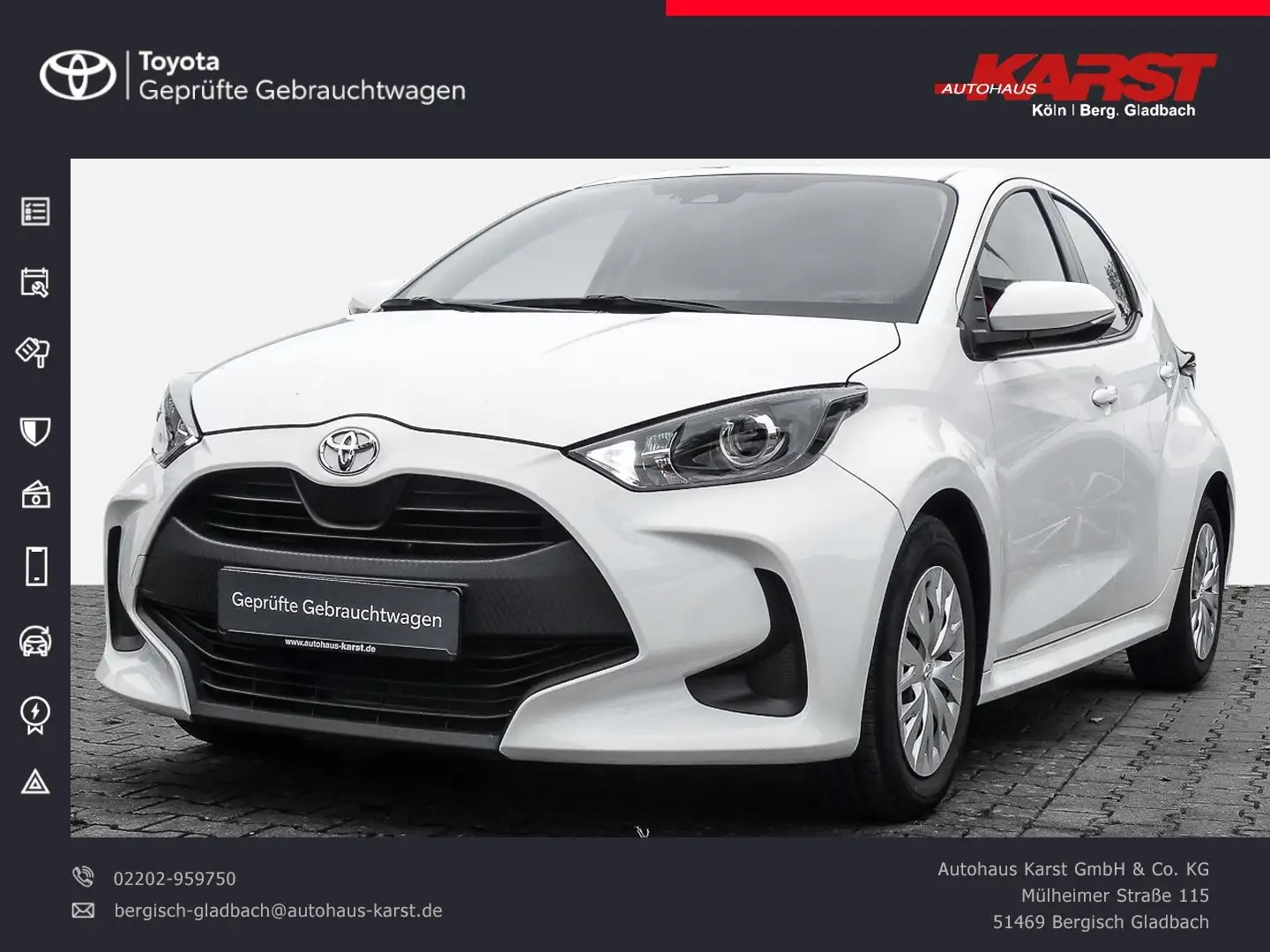 Toyota Yaris 1.0 Comfort Klima AppleCar/AndroidAuto Bianco - 1