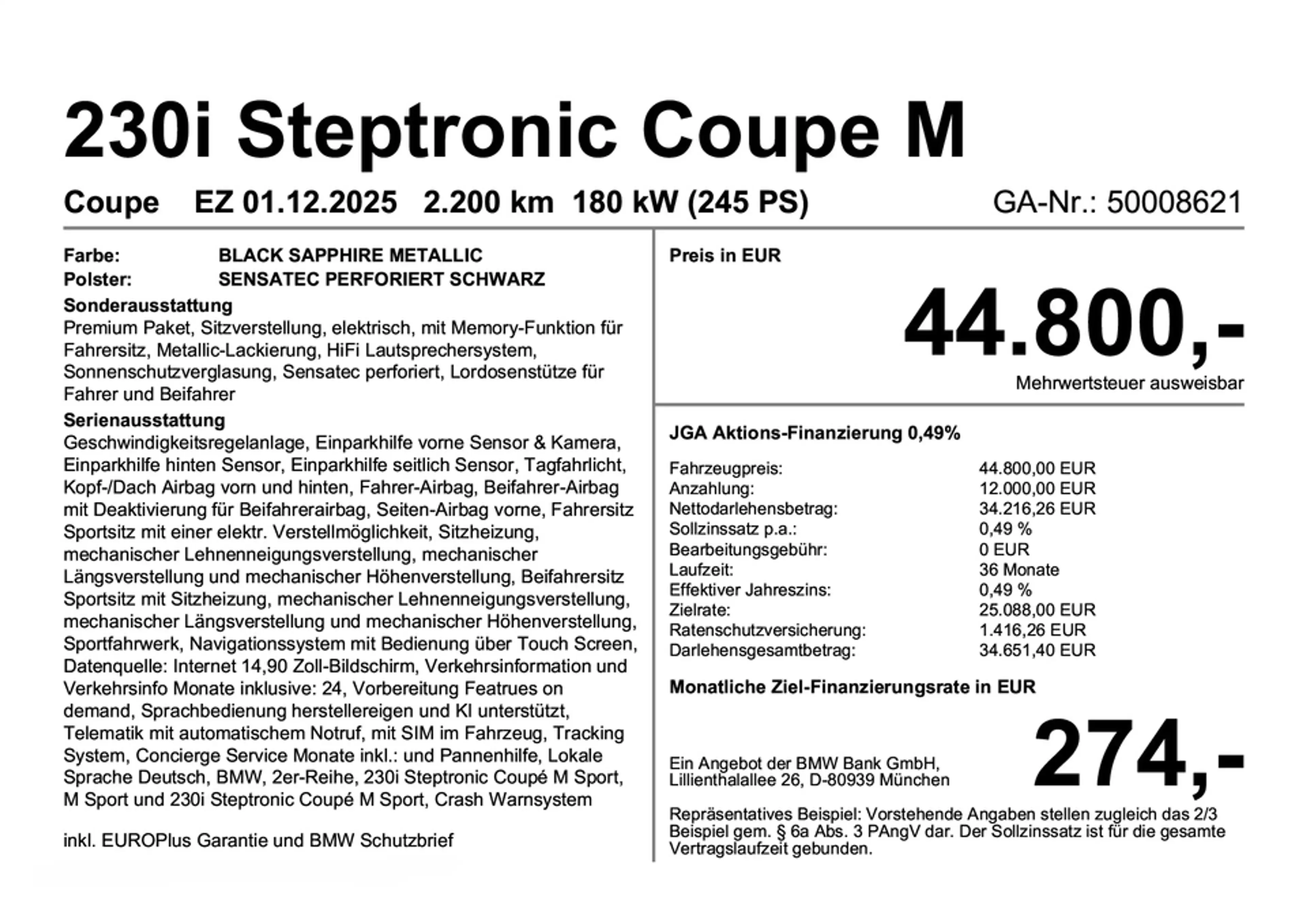 BMW 230 i Steptronic Coupe M Sport Navi Bluetooth PDC MP3 — photo 3