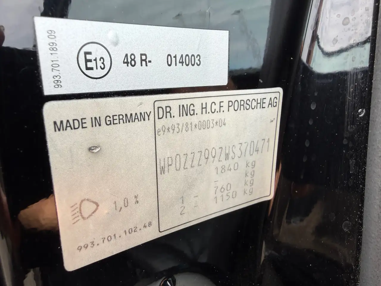 Porsche 993 911/ 993 Turbo*C00 WLS2 COC: 911Turbo S*BRD MJ98 Unfallfrei KW Gewinde schwarz uni, foto 12