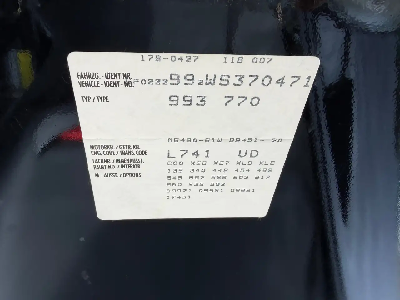Porsche 993 911/ 993 Turbo*C00 WLS2 COC: 911Turbo S*BRD MJ98 Unfallfrei KW Gewinde schwarz uni, foto 11