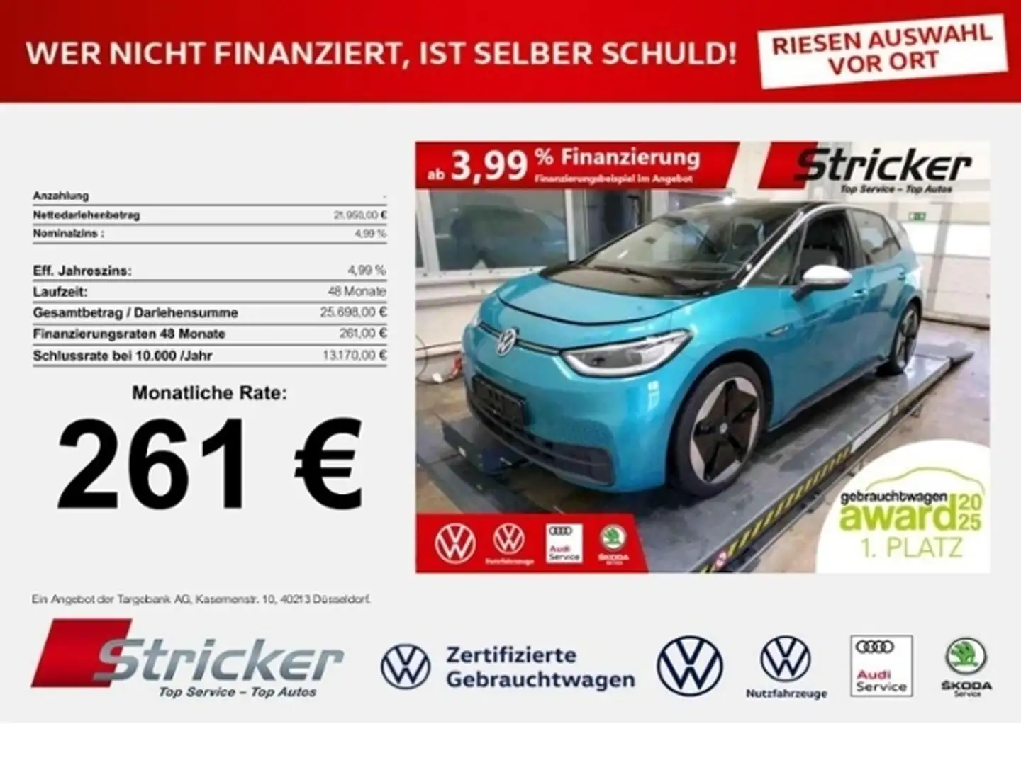 Volkswagen ID.3 1st Max 150/58 261,-ohne Anzahlung ACC Pano Grün - 1