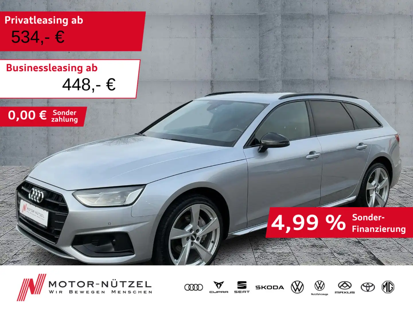 Audi A4 40 TDI S-TR ADVANCED LED+NAVI+AHK+ACC Silber - 1