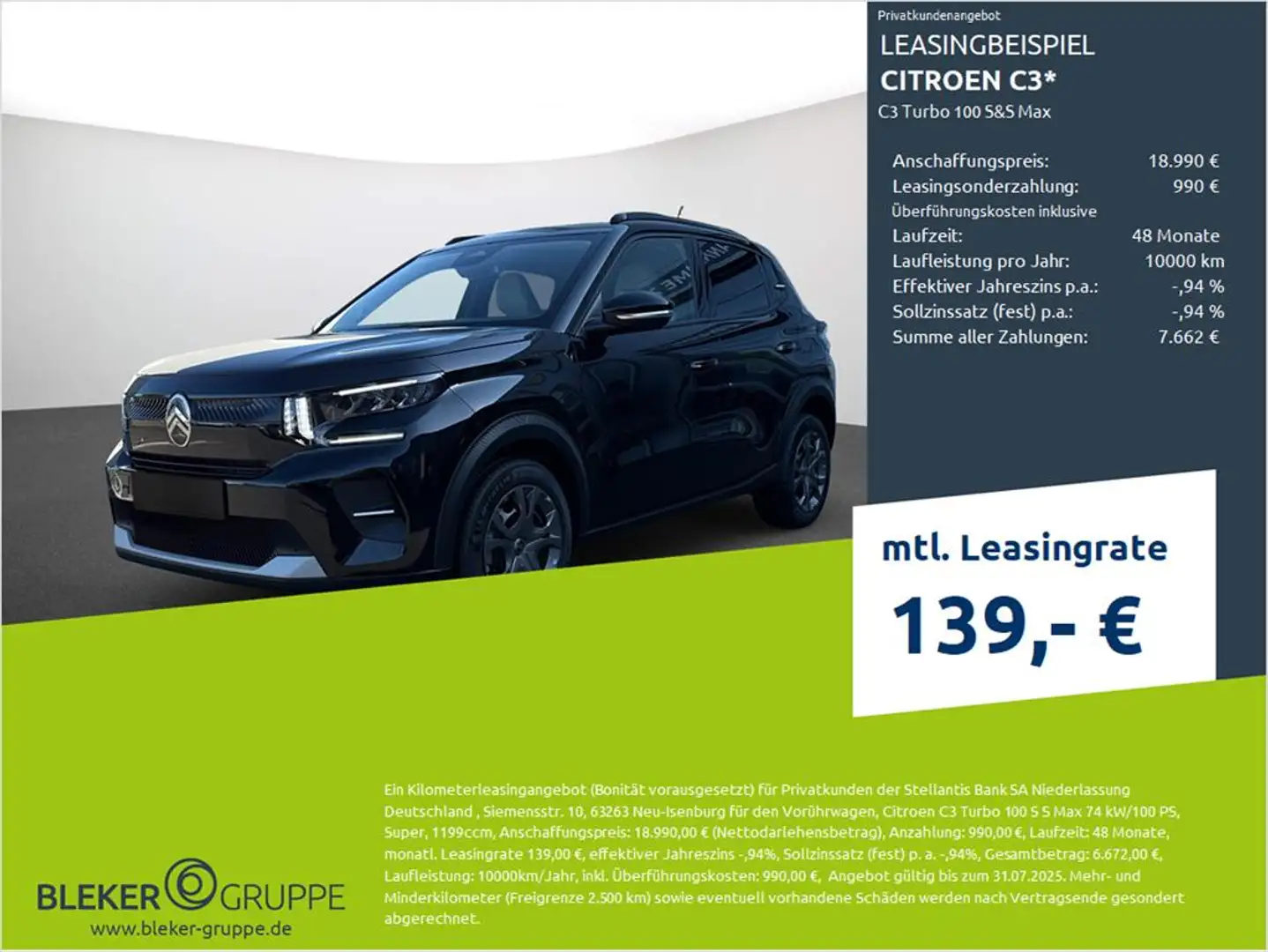 Citroen C3 Turbo 100 S&S Max Schwarz - 1